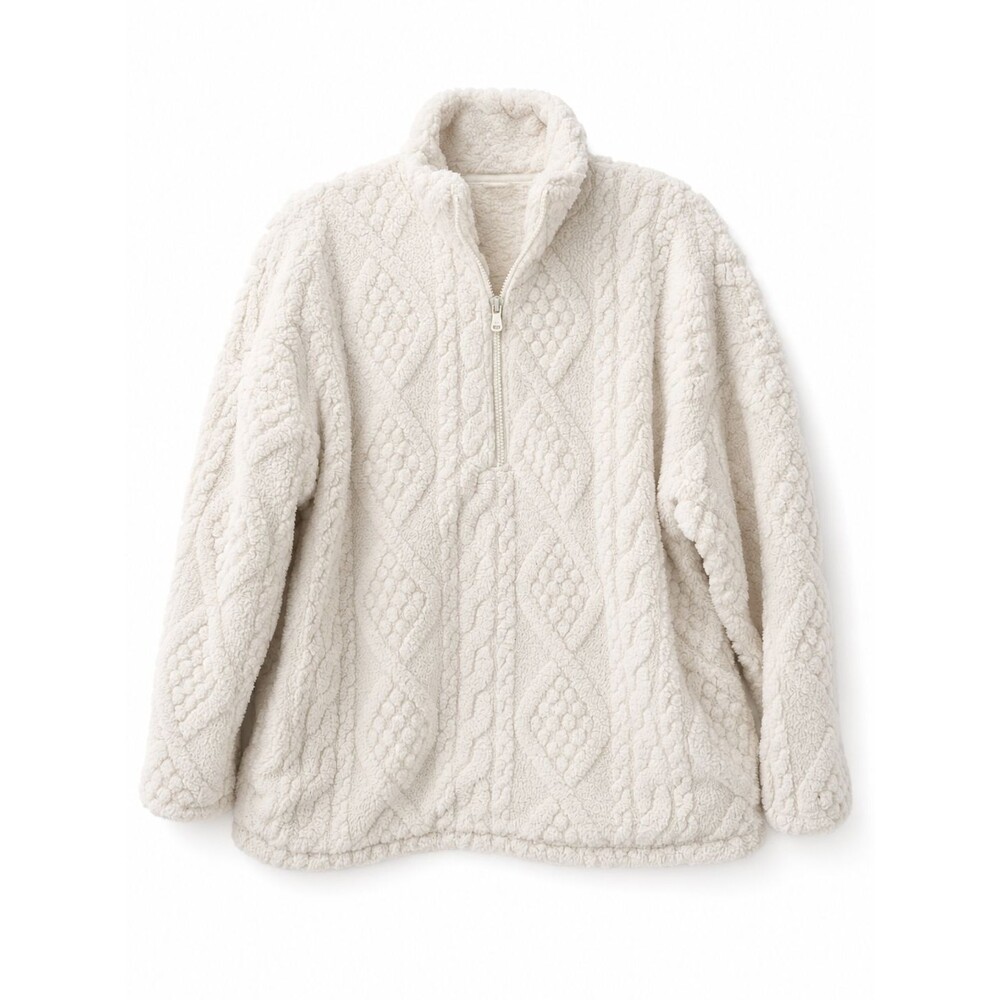 Women's Gilly Hick White Quarter Zip Long Sleeve Pullover Sweater Size M